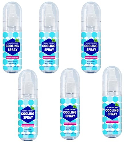 Spray Rinfrescante Istantaneo, Estivo per Viso e Corpo, Spray alla Menta Naturale, Rinfrescante a Lunga Durata, Rinfrescante Lenitivo, Rinfrescante Portatile Ovunque (6pcs)