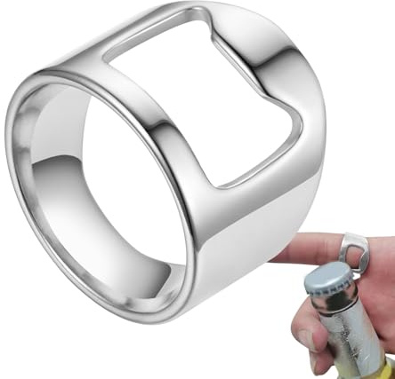 Abridor de botellas con anillo de barman,Anillo abridor de botellas de barman,Herramienta creativa para barra de cerveza | Anillo de portátil de acero de titanio, abridor de de dedo, a