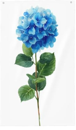 Drapeaux aquarelle bleu hortensia, 9,5 x 1,5 m, bannière de vœux avec œillets, décoration d'intérieur ou d'extérieur