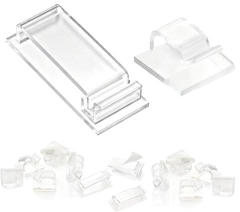 VYNZOR 30 Stück Kabelhalter Selbstklebend, 10 Große + 20 Kleine Kabelclips mit Kleber, Transparente Kabelklemmen für Innen- und Außenbereich, Ohne Bohren für Schreibtisch, Wand, Büro