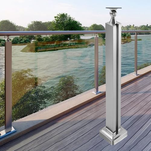 Panneau de balustrade en verre transparent sans cadre réglable pour garde-corps d'escalier, piscine extérieure et terrasse, 105 cm, gris