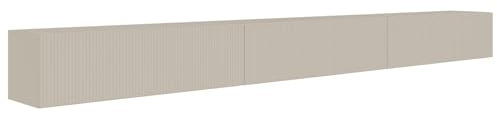 Selsey TV-Lowboard Hängend 300 cm Mattes Greige 6 Geräumige Fächer Elegante Geprägte Front Laminierter Korpus MDF Front Robust ABS Kanten Für Fernsehzubehör