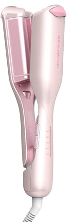SHEGLAM Cupid's Charm Fer à Boucles 19mm Professionnel Rose Double Barreau - Beach Waves, Minuterie, 6 Températures Réglables, Double Voltage (19mm)