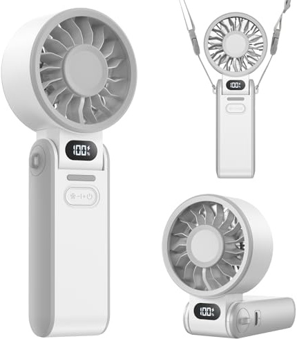 UIONVO Ventilador de Mano Portátil 100 Velocidades - Silencioso y Potente | Pequeño Ventilador USB Recargable con Pantalla LED, Plegable de Escritorio Ligero para Viaje, Oficina, Hogar, Mesa, Exterior