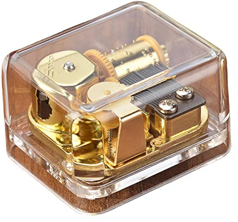 JunZheHub Carillon Musicale Scatola Manuale Acrilico Trasparente Meccanismo Girevole Oro Adatto per Regalo Compleanno Decorazione Casa, per Elisa, Taglia unica