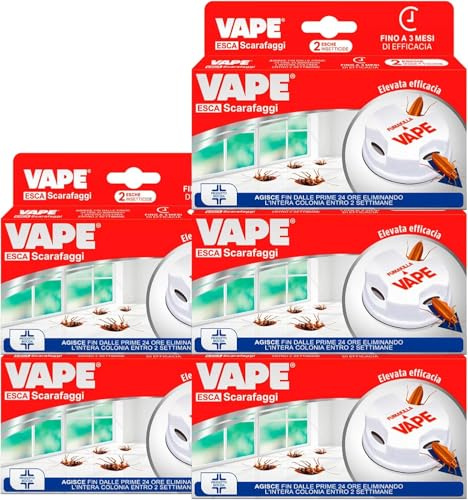 Vape Esca Scarafaggi Insetticida Blatte, 10 Esche | Disinfestazione per Interni, Elimina Intera Colonia, Efficace 3 Mesi, Prodotto Biocida
