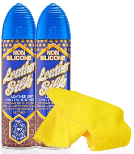 Leather Cleaner & Conditioner Polish, Non Silicone with Microfiber Cleaning Cloth – Pack of 2 (250ml Each), Nourishes, Protects and Restores Shine for Leather Furniture, Car Interiors & Accessories