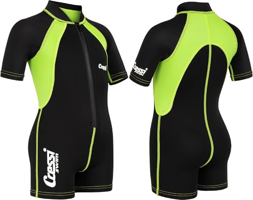 KIDS SHORTY WETSUIT SHORT SLEEVE BLACK/LIME Y 2
