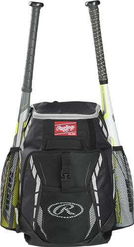 Rawlings | R400 Backpack Equipment Bag | Black (16 H x 12 L x 7.5 D )