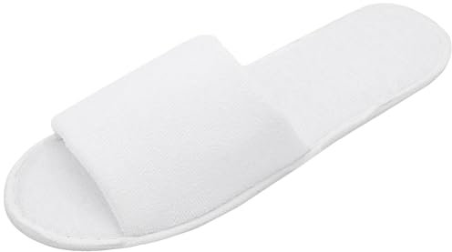 ZOLLNER 10 Paar Einwegslipper Gästehausschuh in weiß - Frottierslipper für Reise, Spa, Sauna und Zuhause - rutschhemmende Sohle - offene Spitze - Einheitsgröße - Hotelqualität