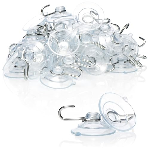 com-four® 40x Saugnapf, Universal Saugnapfhalter mit Metallhaken | Saugnäpfe zum Aufhängen von Lichterketten - Handtüchern - Dekorationen