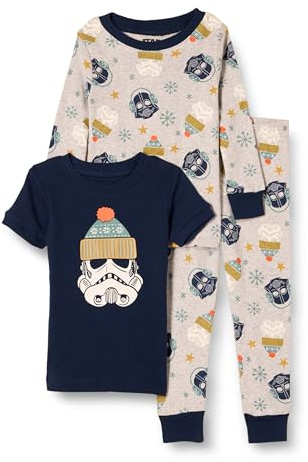 Amazon Essentials Disney | Marvel | Star Wars Unisex Kids' Snug-Fit Cotton Pyjamas, Star Wars Winter - Kids, 10 Years