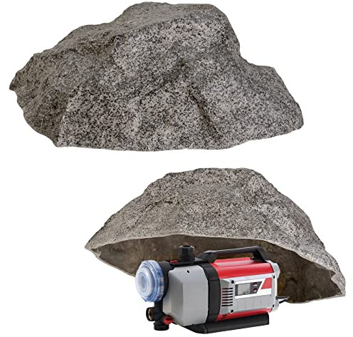 Kunstfelsen M-02 Ø73 cm Grau – Hohler Abdeckstein & Dekofelsen für Poolpumpe, Septikdeckel, Kanaldeckel, Trafohaus, Sandfilteranlage – 89 × 79 × 23 cm, GFK-Komposit, 11,5 kg, frostfest