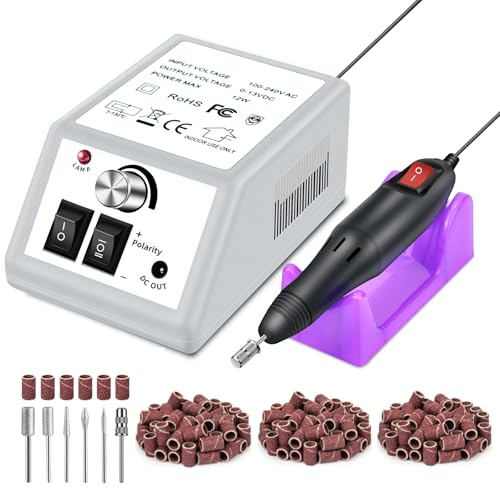 LAVAED Professional Electric Nail Drill Machine Kit - Low Noise Vibration with 156pcs Sanding Bands for Acrylic Nail Drill, Gel Art Remover, Polisher, Manicure, Pedicure