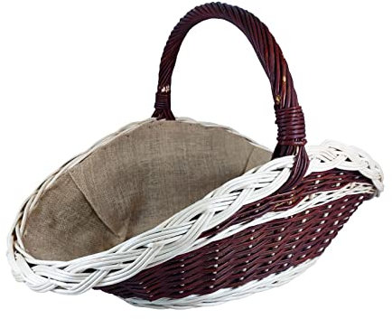 Panier en osier pour bois de chauffage porte-bûches cheminée panier de stockage en osier naturel avec jute ((L) 60 x (B) 36 x (H) 23/40 cm)