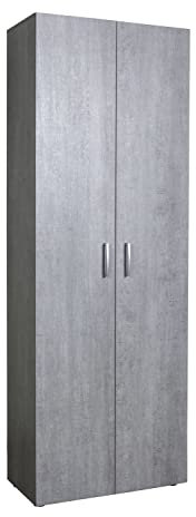 Composad | Mobile Armadio della Linea FLOW con 2 Ante, Mobile Contenitore Salvaspazio, (LxAxP) 69x200x35 cm, Colore Grigio Cemento, Per Ingresso, Sgabuzzino, Ripostiglio, Made in Italy