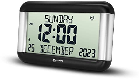 Geemarc Dementia Clock - The Easy-to-read & Self-setting Viso10V2 - Ideal for Seniors and People Living with Alzheimer's - Battery Operated - No Backlight - UK Version (Viso 8)