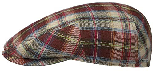 Stetson Kent Colverton Check Flatcap Klassische Form Schirmmütze UV-Schutz 40 Herren Frühjahr Sommer Made in EU Bordeaux 59 cm