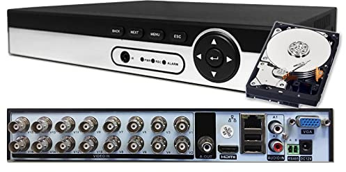 Sikker Standalone 16 Channel CCTV DVR Video Recorder with 6TB Hard Drive pre-Installed - 30+ Days Constant Record, Support 5MP/4MP/1080P AHD/TVI/960H Analog Camera Surveillance Security System
