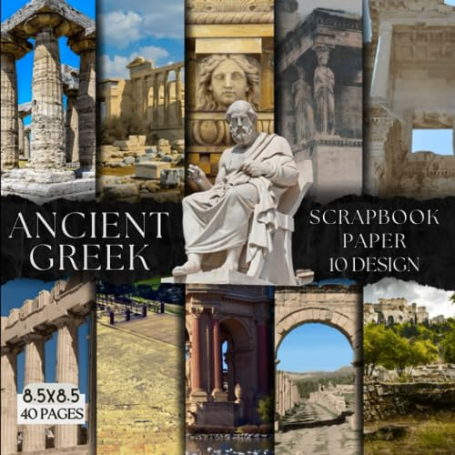 Ancient Greek scrapbook paper, 8.5x8.5, 10 Designs, 20 Double-Sided Sheets: Vintage Scrapbooking Paper for Junk Journals, Decorative craft Paper for ... & Mixed Media, Origami, Collage & Card Making