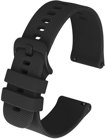 Andibro Silikon Uhrenarmbänder, Schnellverschluss Uhrenarmbänder Wasserdicht Sport Uhrenarmbänder Weichgummi Ersatzarmbänder mit Metallschnalle für Männer Frauen (Schwarz,22mm)