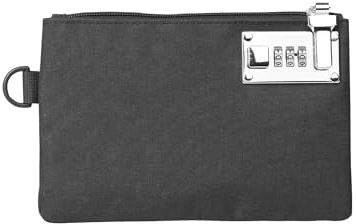 GEEDUD Abschließbare Geldtasche – 12,7 x 20,3 cm, strapazierfähiges Nylon, verschließbar, Banktasche für Bargeld, Schmuck, Pässe, Medizin, Kreditkarten und wertvolle Aufbewahrung von Bargeld (schwarz)