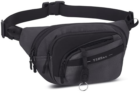 YSHHao Bauchtasche für Damen und Herren, Crossbody-Tasche mit großer Kapazität, wasserdicht, Bauchtasche mit Schlüsselhalter, Gürteltasche mit verstellbarem Gurt, Hüfttasche für Laufen, Reisen,