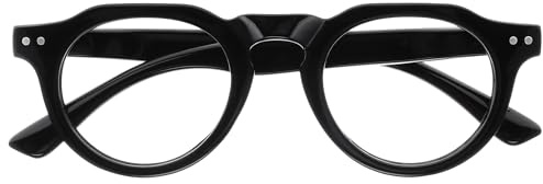 OPULIZE RIO Gafas de Lectura con Filtro de Luz Azul - Montura Parte Superior Plana - Negro - Hombres y Mujeres - Bisagras de Muelle - B53-1 - +2.00