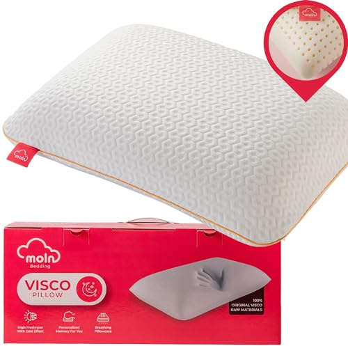 Moln Atmungsaktives Memory Foam Kissen 40x60 Orthopädisches Visco Kopfkissen 15cm Höhe Ergonomisches Nackenstützkissen Anti Schnarch Pillow 100% Visco Füllung mit Waschbarem Bezug