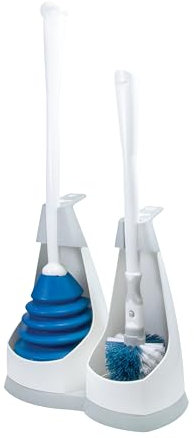 Unger EZ No-Drip Combo WC-Bürste und Kolben, Weiß und Grau