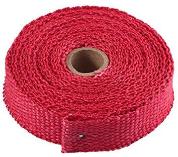 Hitzeschutzband,Hitzeschutzband Auspuff Abgaskrümmer Fiberglas Wärmedämmband Thermische Wrapset rot 25mm * 5m Auspuffrohr Isolierband
