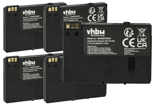 vhbw 5X Akku kompatibel mit Telekom T-Sinus 701M, 701MMS, 701A, 711MMS Handy Smartphone Telefon (850 mAh, 3,7 V, Li-Ion)