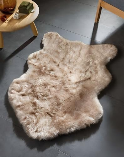 Dekoleidenschaft Kunstfell Soft in beige - braun, 60x90 cm, Dekofell, Teppich, Sitzauflage