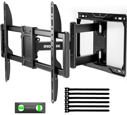 monTEK Full Motion TV Wall Mount for 37-84 Inch TVs, TV Mount Bracket with Articulating Arms, Tool-Free Tilt & Swivel, Extension, Max VESA 600x400mm, Fits 12“/16 Wood Studs, Up to 110lbs, 4X Tested