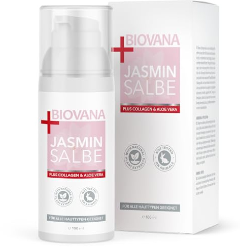 BIOVANA Jasminsalbe Plus - mit natürlichen Inhaltsstoffen wie Plus Collagen & Aloe Vera - 100 ml Inhalt