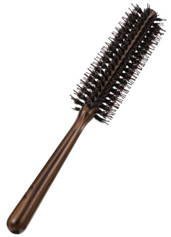 MUSISALY Cepillo Redondo De Madera Para Peinar Cepillo De Cerda Natural Para Rizar y Alisar Cabello Peine De Estilo Profesional Para Acabado y Cuidado Del Cabello