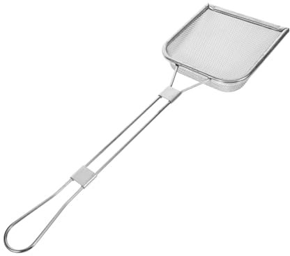 MUCKLILY Cucchiaio Schiumarola in Acciaio Inox 304, Colino a Maglia Fine Per Olio e Fritti, Utensile Da Cucina Ergonomico Manico Lungo, Filtro Riutilizzabile Per Casa, Ristorante e Pasticceria
