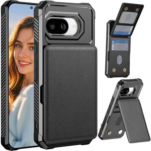 Ysnzaq Coque pour Google Pixel 9A avec Porte-Cartes ZM Noir | Antichoc Wallet Étui avec Porte Cartes & Support, Portefeuille Housse avec Rabat pour Google Pixel 9A