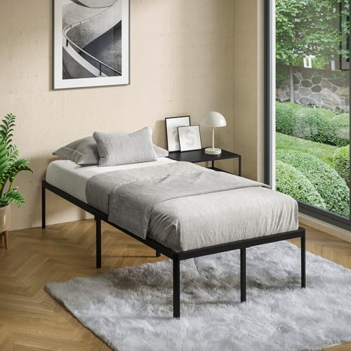 STEELSØN Situla Metallbett 90x200 cm, Schwarz, mit Lattenrost, Einzelbett | Bettgestell aus Metall, stabiler Bettrahmen, Bett mit Stauraum, minimalistisches Design, Schlafzimmerbett, Metallrahmen