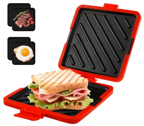 Noetopolis Microwave Toastie Maker, Wireless Adjustable Micro Toastie Sandwich Maker, Removable Non-Stick Silicone Microwavable Cookware for Bread Sandwich, Dishwasher Safe, Heatwave Technology
