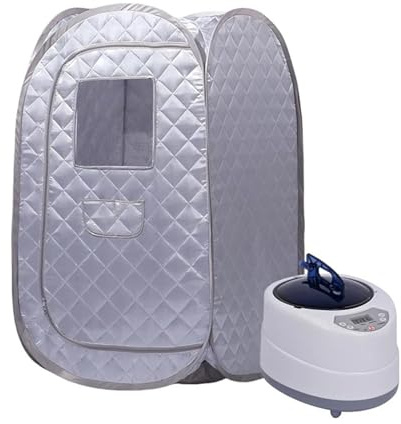 Bärbar Bastu For Hela Kroppen Ångbastu Hopfällbar Med 2L 1000 Watt Steamer Home Spa Effektiv Uppvärmning(Silver Set)