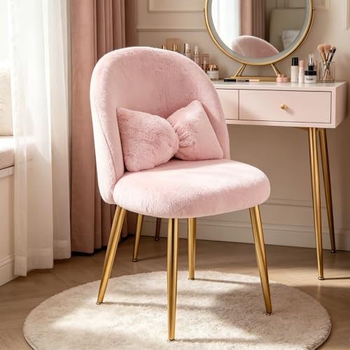LEADZM Sessel Wohnzimmer, Schminktisch Stuhl Rosa | Armlehnensessel Loungesessel Relaxsessel Lesesessel Akzentsessel Einzelsofa Schlafzimmer, mit Samtbezug Metallbeinen