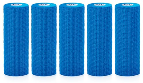 5 Rollen Selbstklebender Verband 15cm*4,5m Extra Breit Bandage für Pferde | Verband Selbstklebend Fixierbinde Selbsthaftend Haftbandage Kohäsive Bandage für Sport Vet Wrap Pet,Hund,Katze, Blau