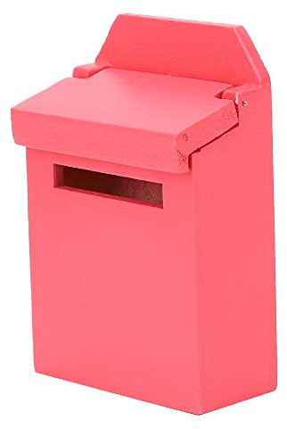 Generic Mini Boîte aux Lettres en Bois coloré pour Maison de Poupée 1:12, Modèle de Scène de Boîte aux Lettres Rabattable pour Accessoires de Maison de Poupée, Rose/Blanche (Rouge)