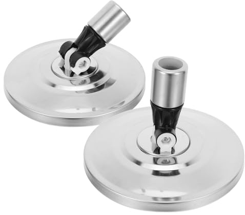 ARTSEWPLY Lot de 2 Bases de Balai Rotatives en Acier Inoxydable Noir Tête de Balai Serpillière Ronde Pivotante à 360° Accessoires Compatibles pour Nettoyage de Sols Carrelés et Bois