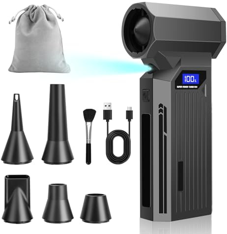 Elektrisches Air Duster- Viafexna 120000RPM Ultra-Starkes Staubgebläse Ohne Kabel, Druckluft, 4-Gang-Mini Gebläse mit Akku, für PC Reinigungsset, Tastatur, Haus, Outdoor und Auto