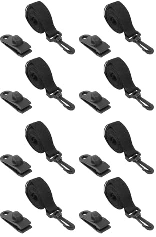 OVAQUIXI 8Pcs Pool Solar Cover Reel Attachment Kit, Heavy Duty Straps with Hooks and Serrated Teeth Clamps, for Inground Swimming Pool Covers,