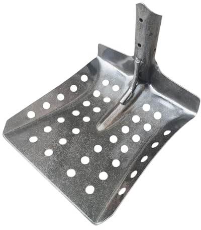 Hellery Sifting Shovels Pelle à Tamiser Cuillère à Excréments Outil de Curage Accessoire de Drainage En Métal Facile à Laver Adapté pour Poulailler Ma, Tous Les Trous Ouverts, Pied Carré
