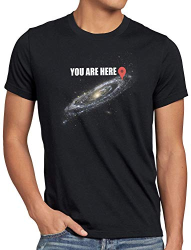 style3 Galaxy - You are Here T-Shirt Homme Navigation Voie lactée, Taille: