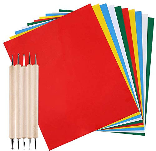 AFUNTA Transferpapier mit 5 doppelseitigen Prägestiften, 22,9 x 27,9 cm, kohlenstoffwasserlösliches Transparentpapier, geeignet für Tuch, Leinwand, Holz zum Nähen, Kreuzstich-Malset, 10 Stück